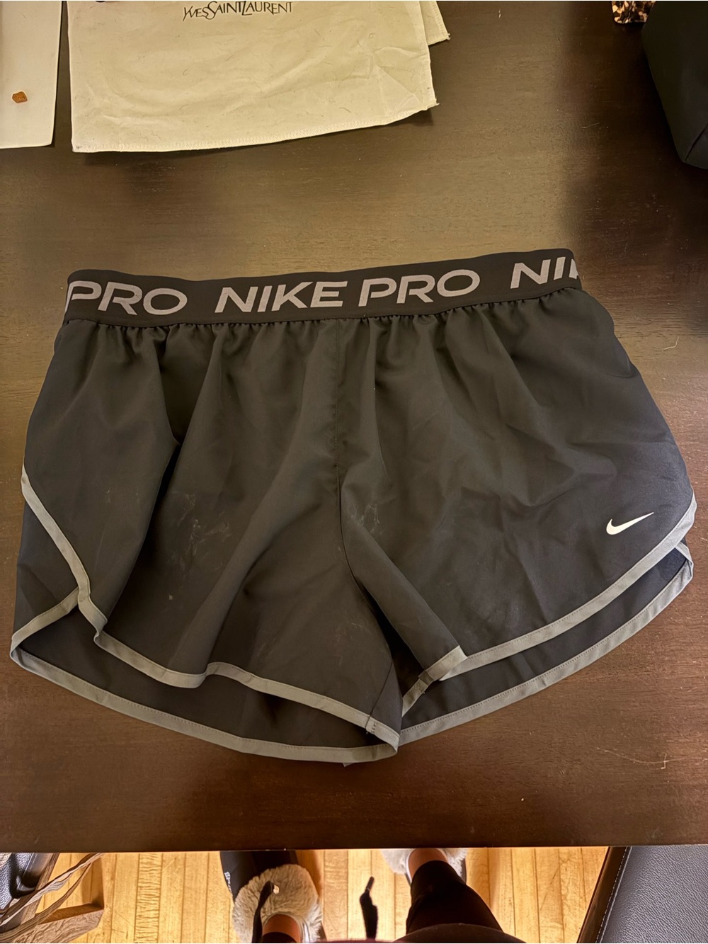 Nike Black Athletic Pro Running Shorts with Gray Trim